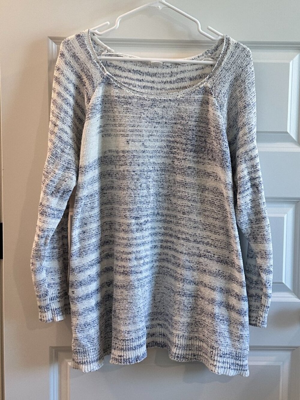 Gap Boatneck Space Dyed Marled Blue and White Sweater XXL